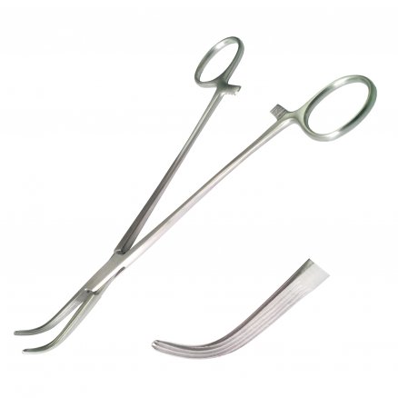 Затискач для жовчної протоки по Lahey, зігнутий. Довжина 19 см